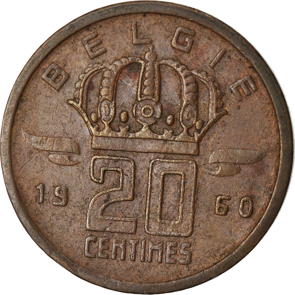 Monnaie, Belgique, 20 Centimes, 1960, TTB, Bronze, KM:147.1