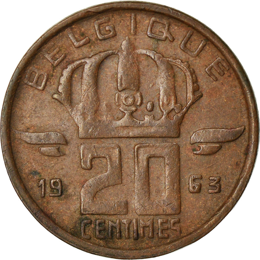 Münze, Belgien, 20 Centimes, 1963, SS, Bronze, KM:146