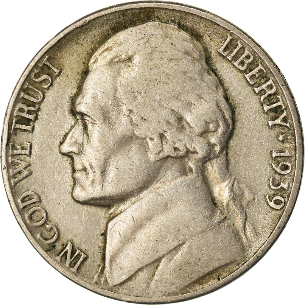 Moneda, Estados Unidos, Jefferson Nickel, 5 Cents, 1939, U.S. Mint