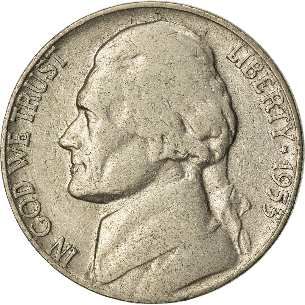 Moneta, USA, Jefferson Nickel, 5 Cents, 1953, U.S. Mint, Denver, EF(40-45)