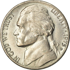 Coin, United States, Jefferson Nickel, 5 Cents, 1975, U.S. Mint, Denver