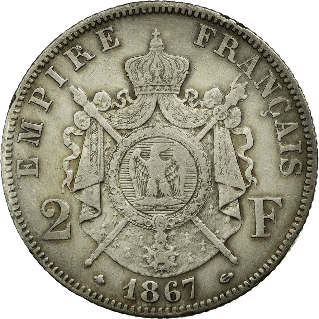 Coin, France, Napoleon III, Napoléon III, 2 Francs, 1867, Paris, EF(40-45)
