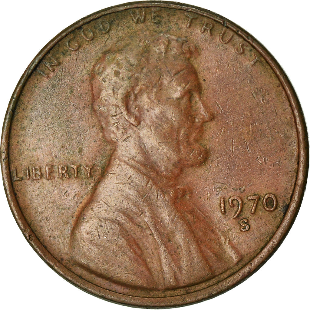 Coin, United States, Lincoln Cent, Cent, 1970, U.S. Mint, San Francisco