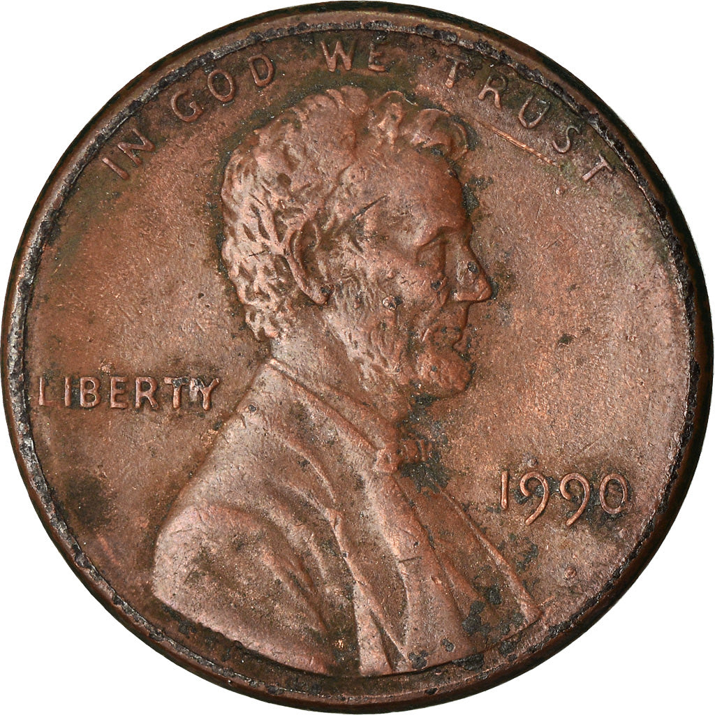 Coin, United States, Lincoln Cent, Cent, 1990, U.S. Mint, Philadelphia