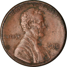 Coin, United States, Lincoln Cent, Cent, 1990, U.S. Mint, Philadelphia
