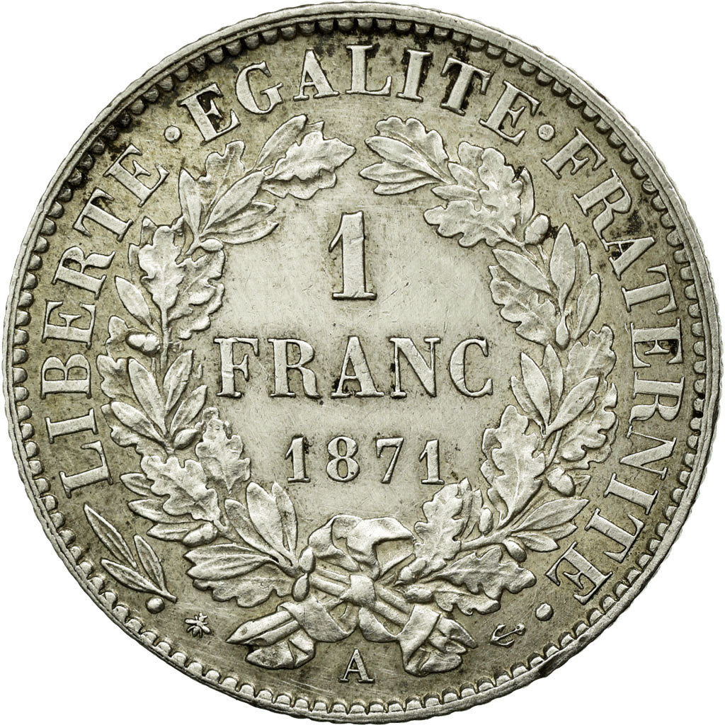 Monnaie, France, Cérès, Franc, 1871, Paris, SUP, Argent, KM:822.1, Gadoury:465