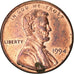 Coin, United States, Lincoln Cent, Cent, 1994, U.S. Mint, Philadelphia