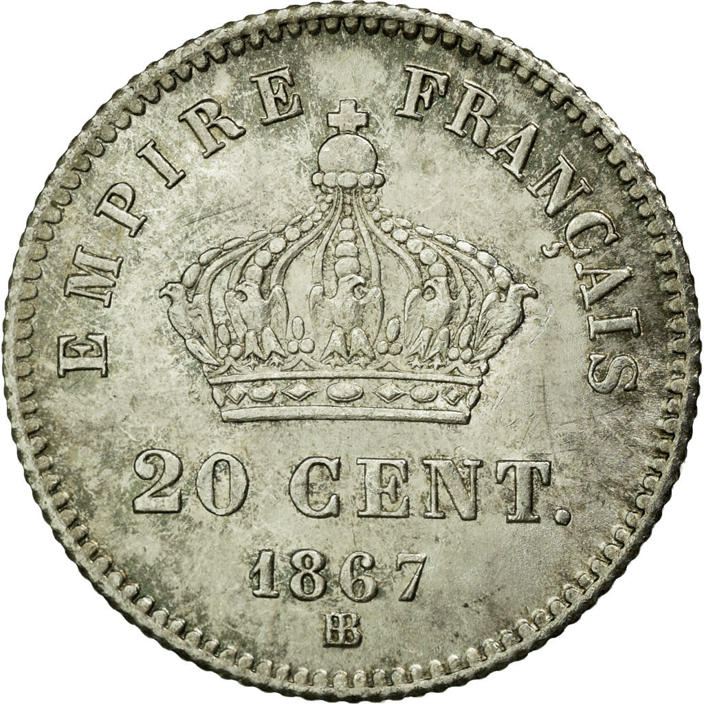Coin, France, Napoleon III, Napoléon III, 20 Centimes, 1867, Strasbourg