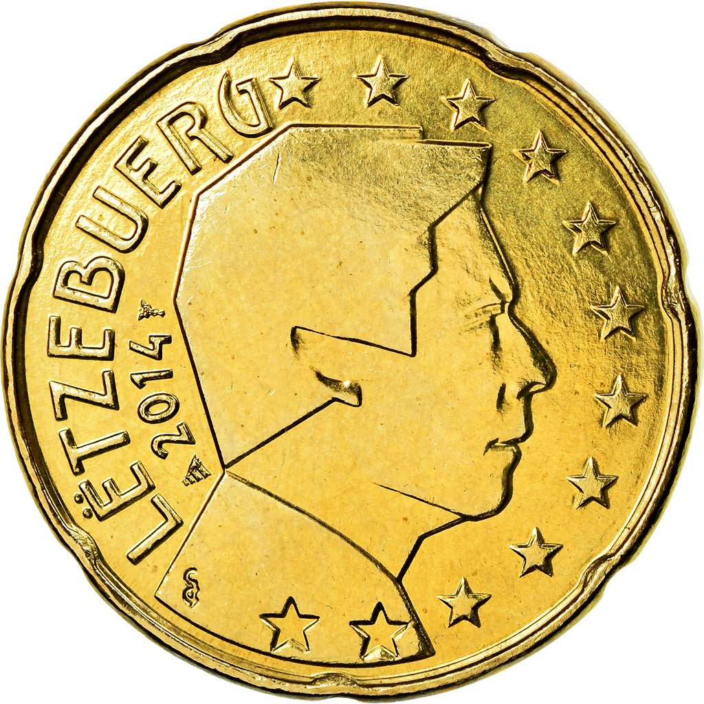 Luxembourg, 20 Euro Cent, 2014, MS(63), Brass