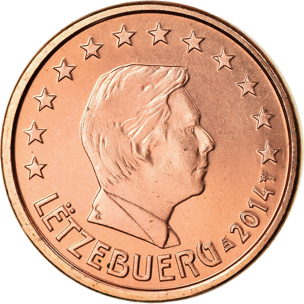 Luxemburgo, Euro Cent, 2014, MS(63), Aço Cromado a Cobre