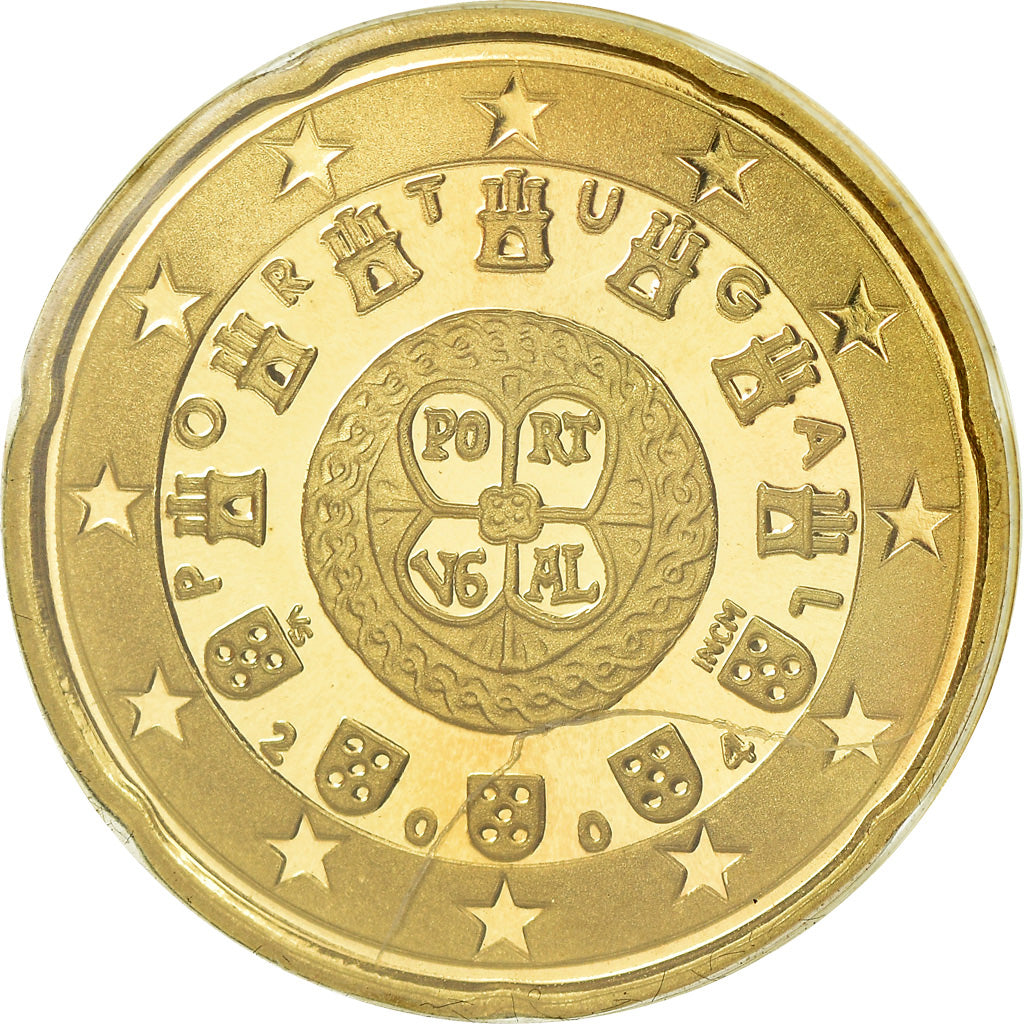 Portugal, 20 Euro Cent, 2004, BE, STGL, Messing, KM:744