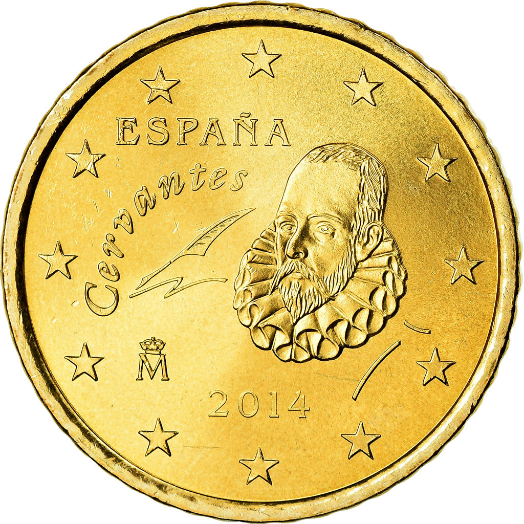 Hiszpania, 50 Euro Cent, 2014, MS(63), Mosiądz