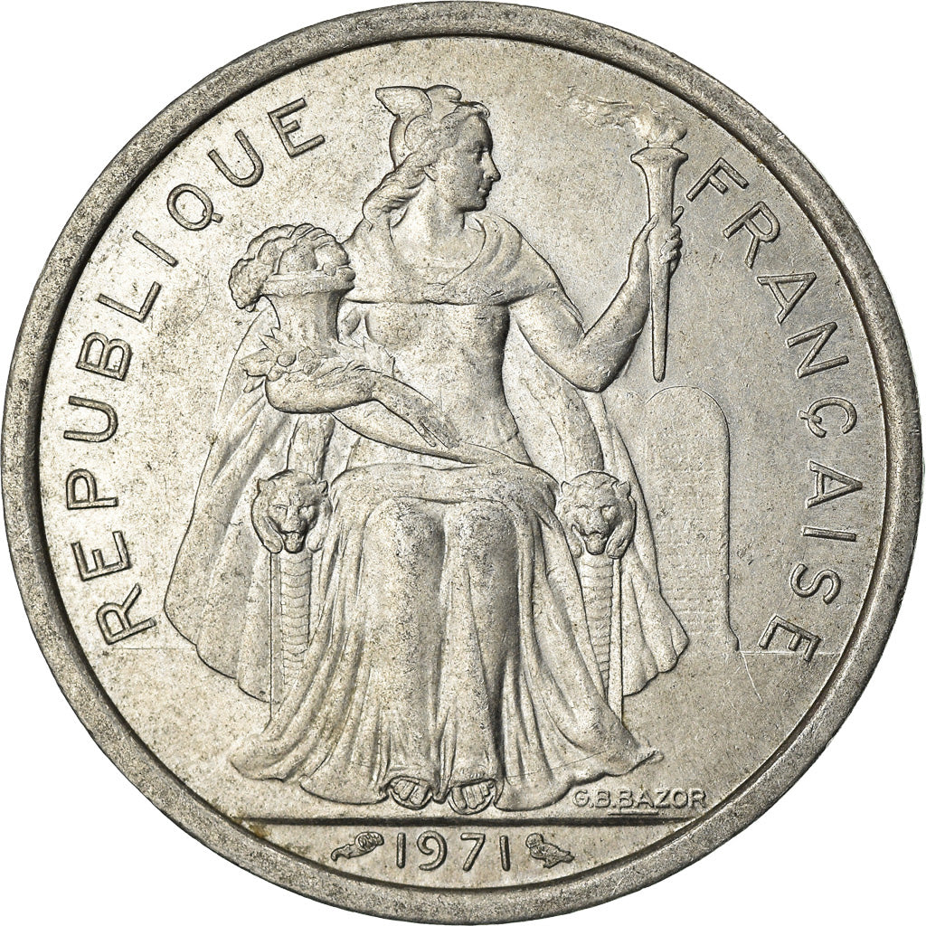 Monnaie, Nouvelle-Calédonie, 2 Francs, 1971, Paris, TTB+, Aluminium, KM:9