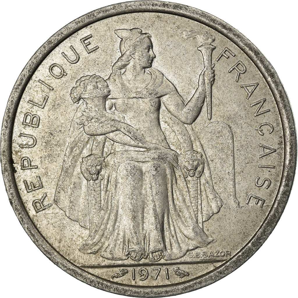 Coin, New Caledonia, 2 Francs, 1971, Paris, EF(40-45), Aluminum, KM:9