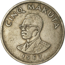 Moneta, CONGO, REPUBBLICA DEMOCRATICA DEL, 5 Makuta, 1967, MB+, Rame-nichel