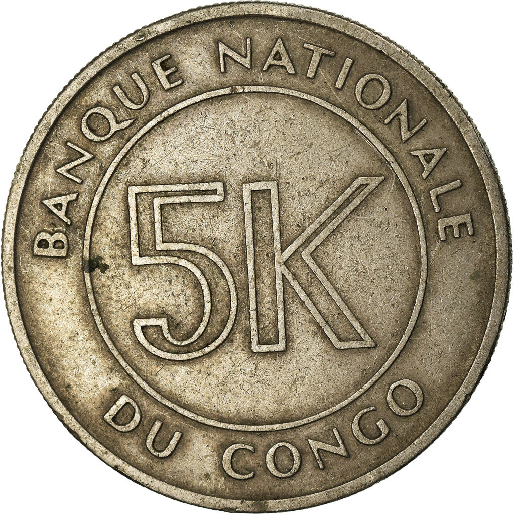 Moneta, CONGO, REPUBBLICA DEMOCRATICA DEL, 5 Makuta, 1967, MB+, Rame-nichel