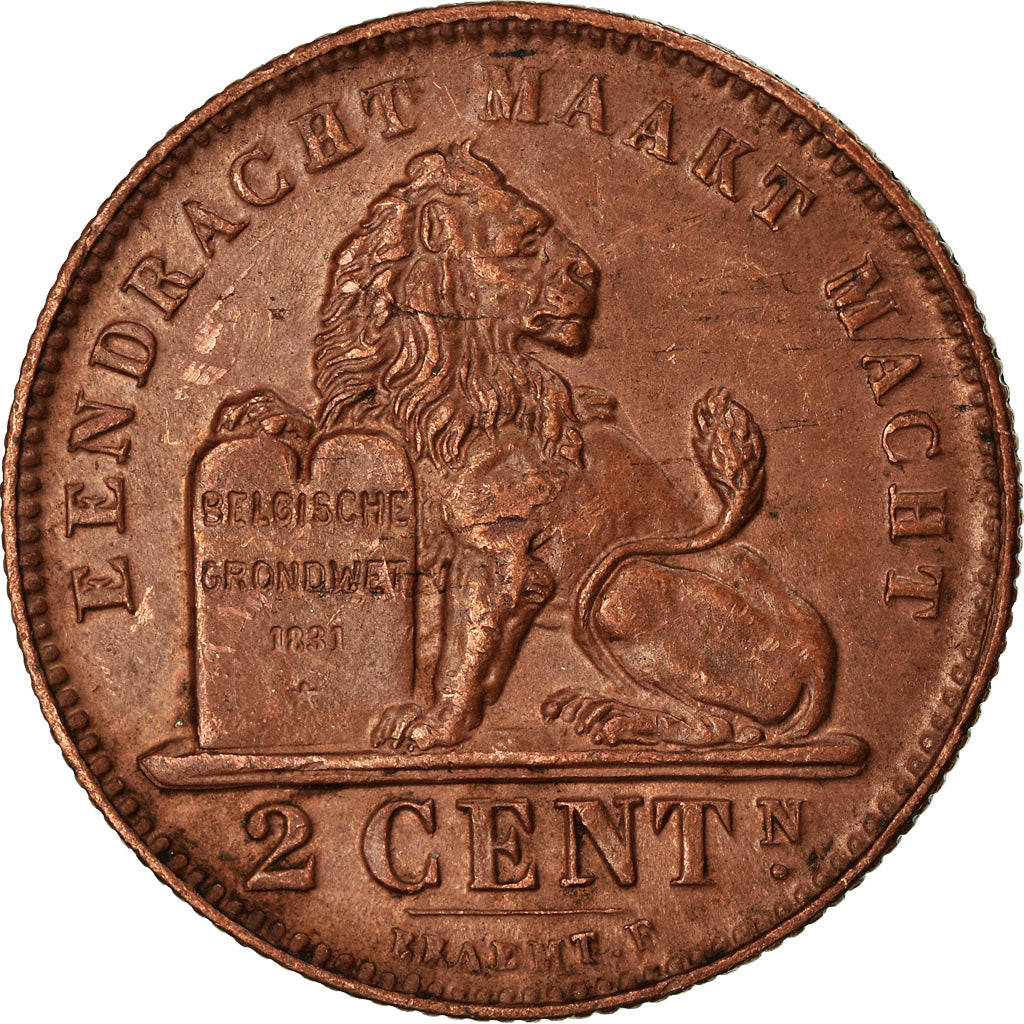 Coin, Belgium, Albert I, 2 Centimes, 1911, AU(50-53), Copper, KM:65