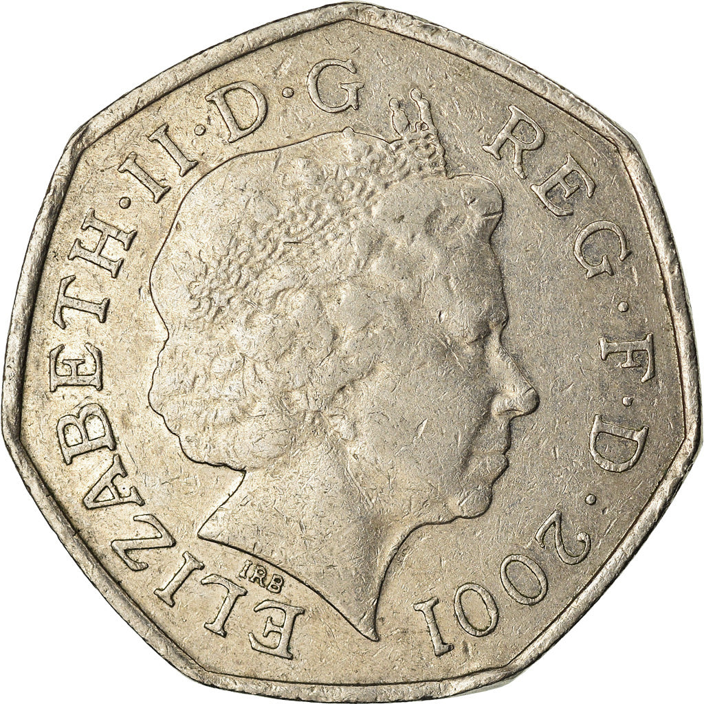 Münze, Großbritannien, Elizabeth II, 50 Pence, 2001, S+, Copper-nickel, KM:991
