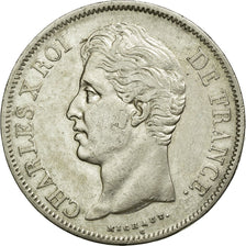Moneda, Francia, Charles X, 5 Francs, 1829, Rouen, BC+, Plata, KM:728.2
