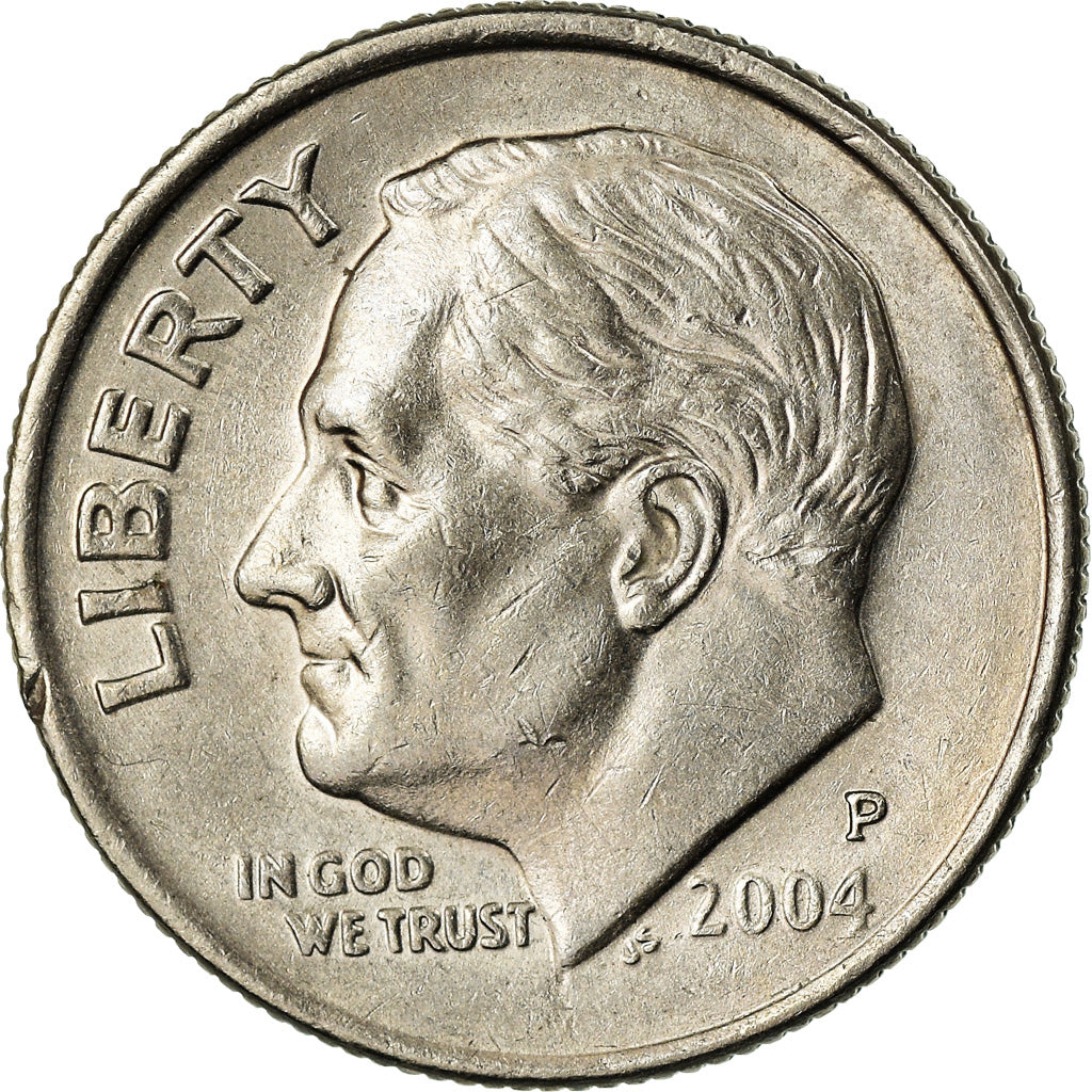 Coin, United States, Roosevelt Dime, Dime, 2004, U.S. Mint, Philadelphia