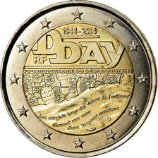 France, 2 Euro, D-Day, 2014, KM 2174, MS(60-62), Bi-Metallic, Gadoury:18
