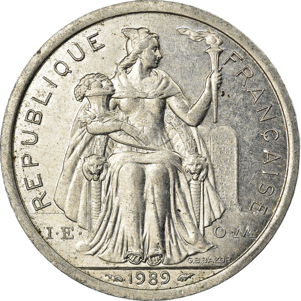 Coin, New Caledonia, 2 Francs, 1989, Paris, AU(50-53), Aluminum, KM:14