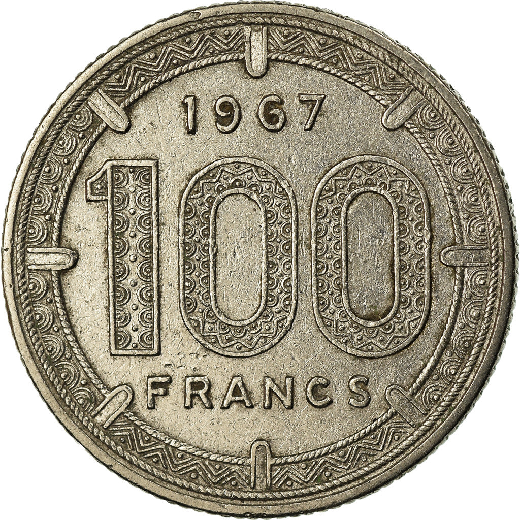 Coin, EQUATORIAL AFRICAN STATES, 100 Francs, 1967, Paris, EF(40-45), Nickel