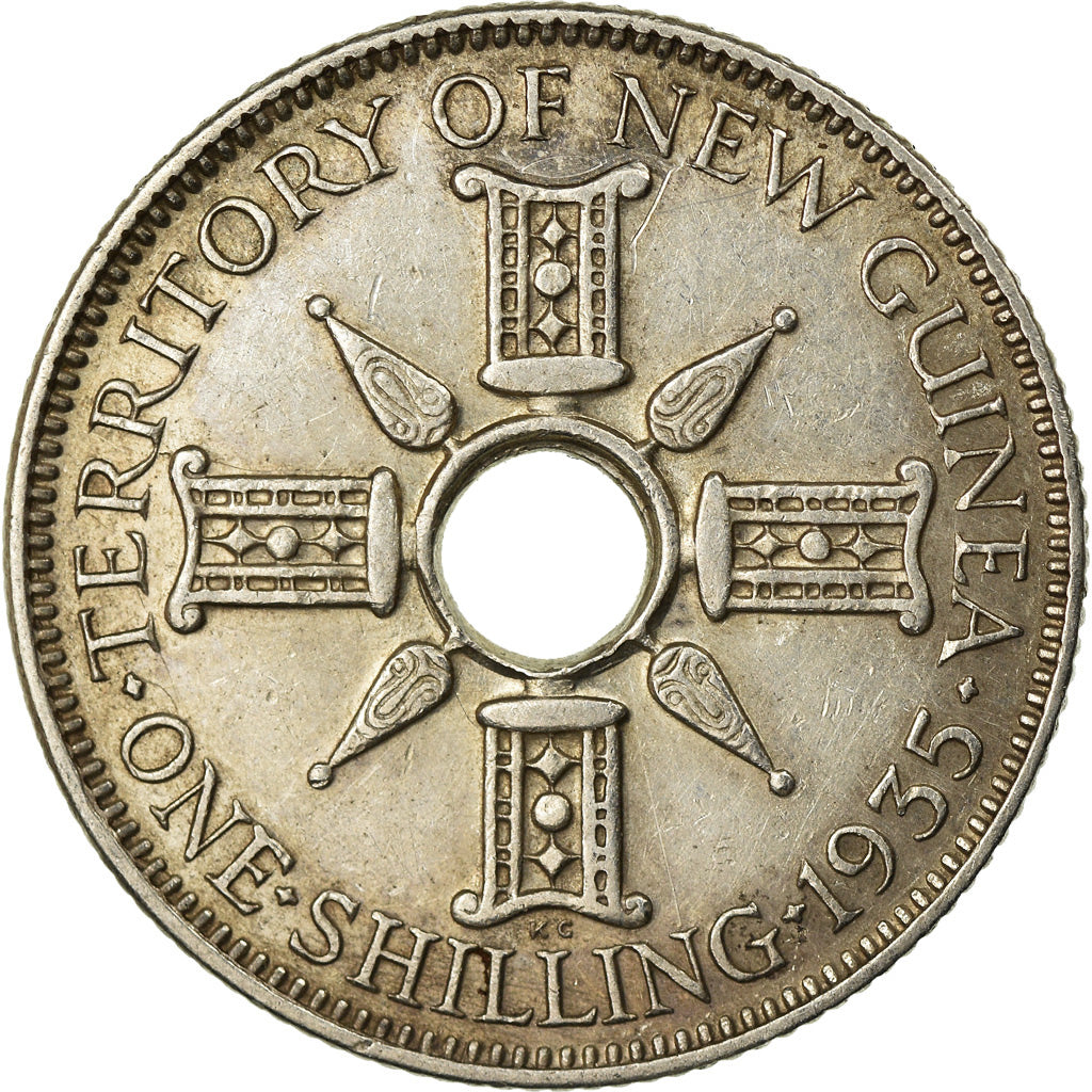 Coin, NEW GUINEA, George V, Shilling, 1935, AU(50-53), Silver, KM:5
