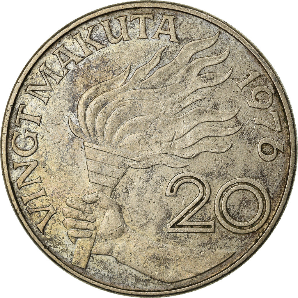 Coin, Zaire, 20 Makuta, 1976, EF(40-45), Copper-nickel, KM:8