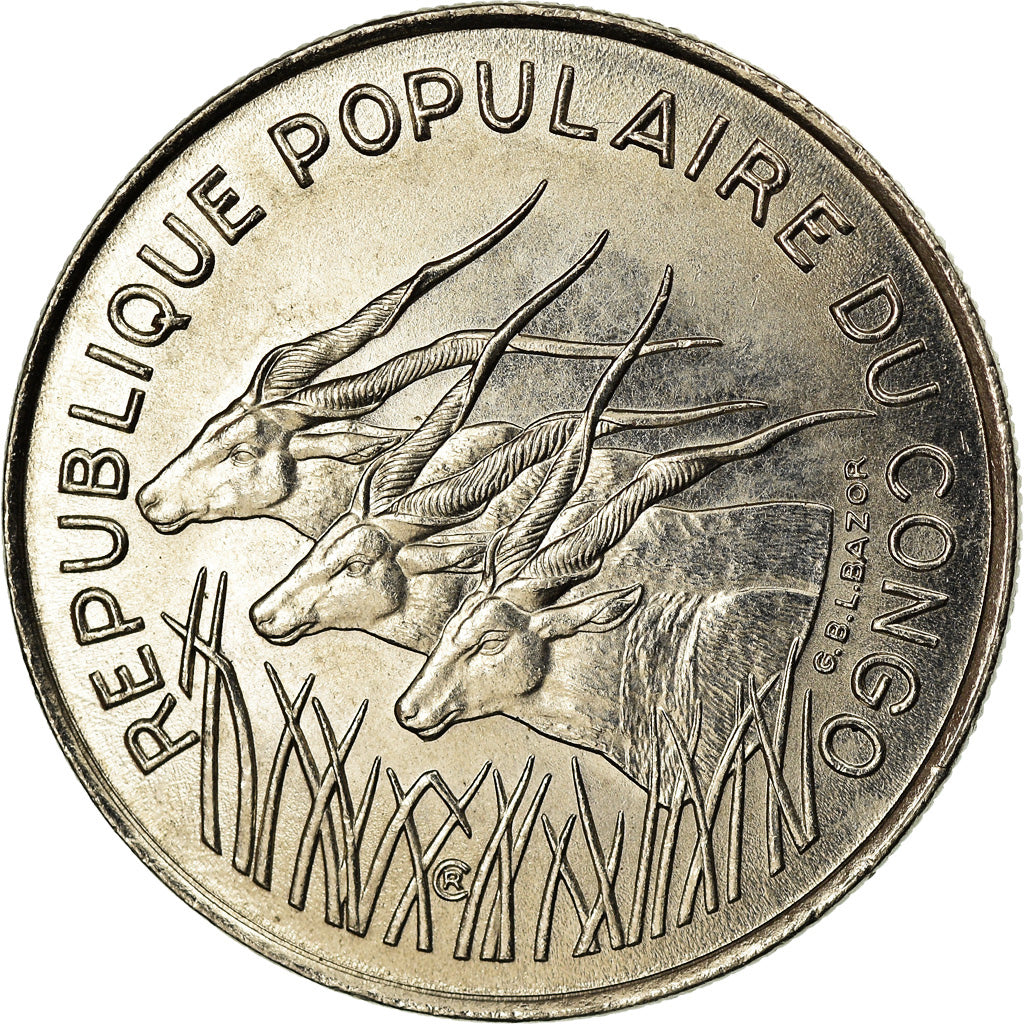 Coin, Congo Republic, 100 Francs, 1975, Paris, AU(50-53), Nickel, KM:2