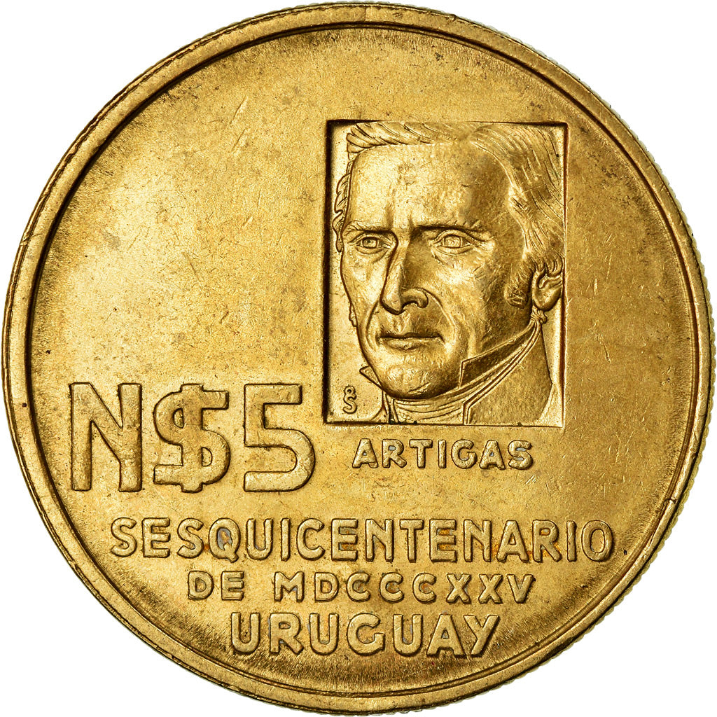 Coin, Uruguay, 5 Nuevos Pesos, 1975, Santiago, EF(40-45)