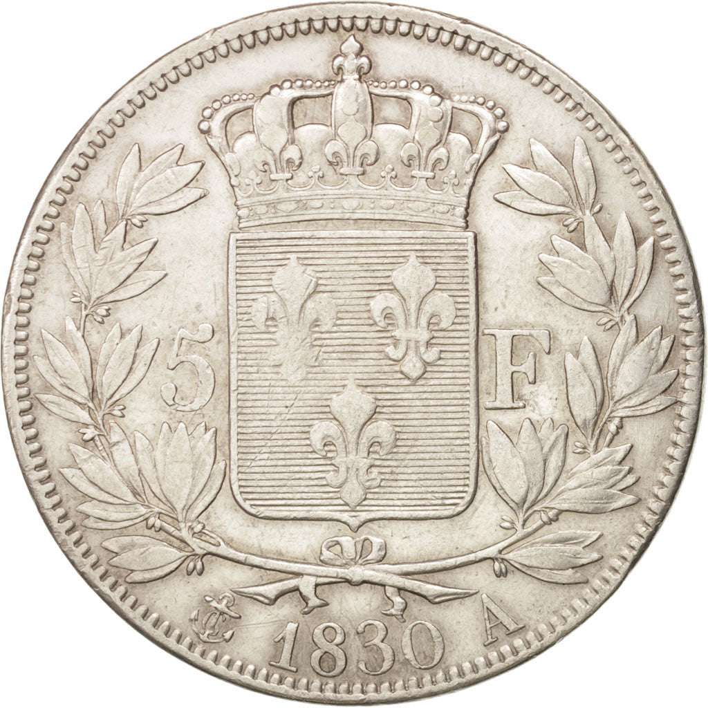 Coin, France, Charles X, 5 Francs, 1830, Paris, VF(30-35), Silver, KM:728.1