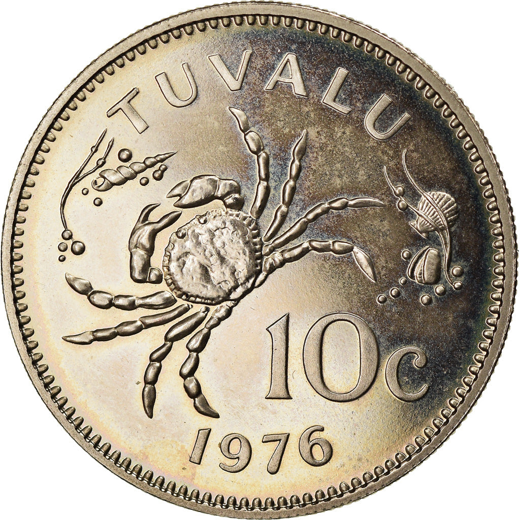 Coin, Tuvalu, Elizabeth II, 10 Cents, 1976, British Royal Mint, MS(63)