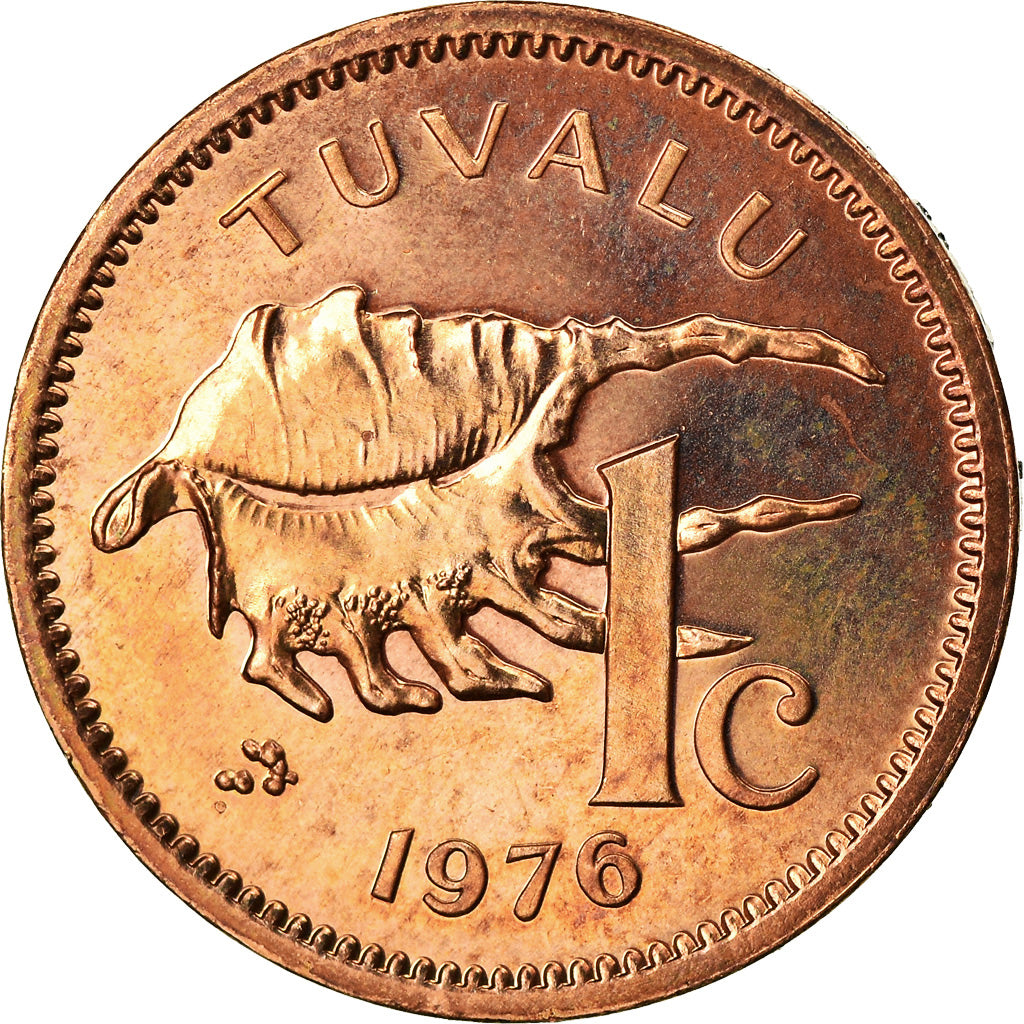 Coin, Tuvalu, Elizabeth II, Cent, 1976, British Royal Mint, MS(63), Bronze, KM:1