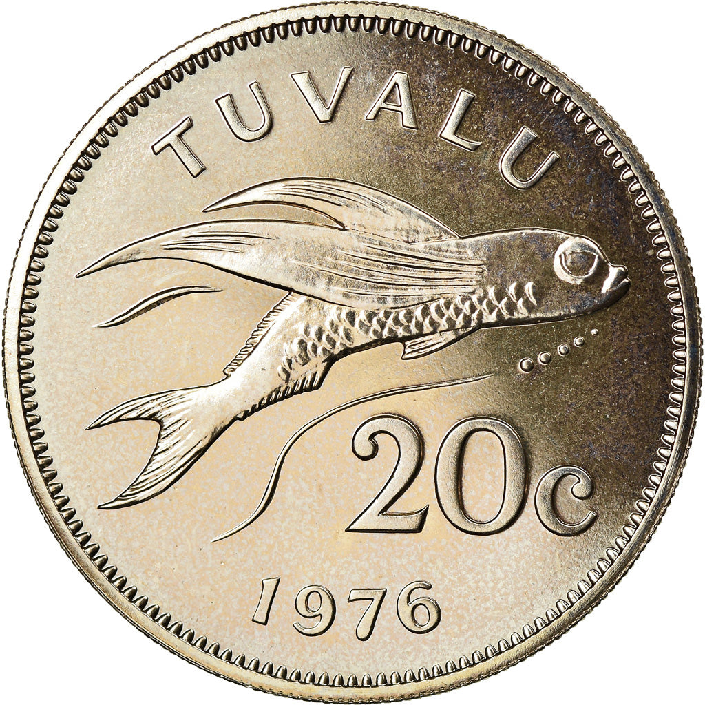 Coin, Tuvalu, Elizabeth II, 20 Cents, 1976, British Royal Mint, MS(63)