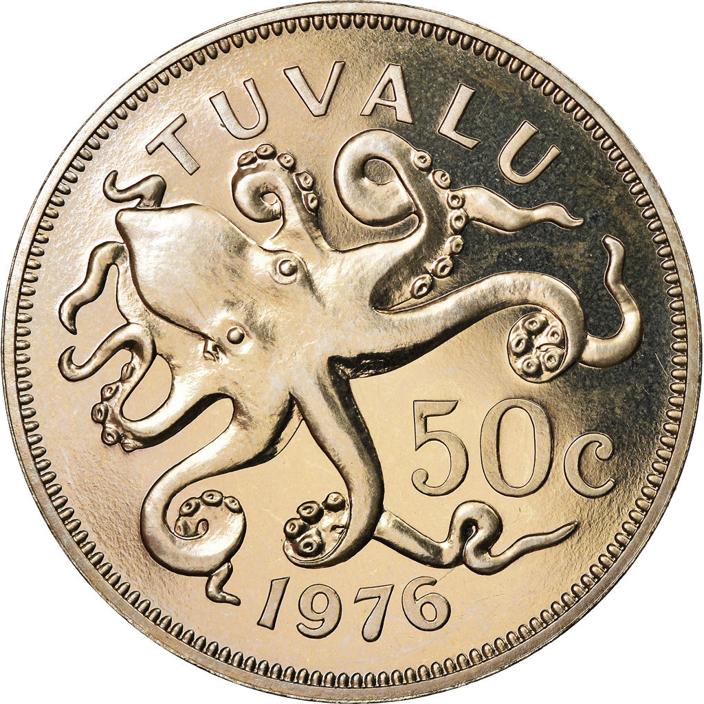 Coin, Tuvalu, Elizabeth II, 50 Cents, 1976, British Royal Mint, MS(63)