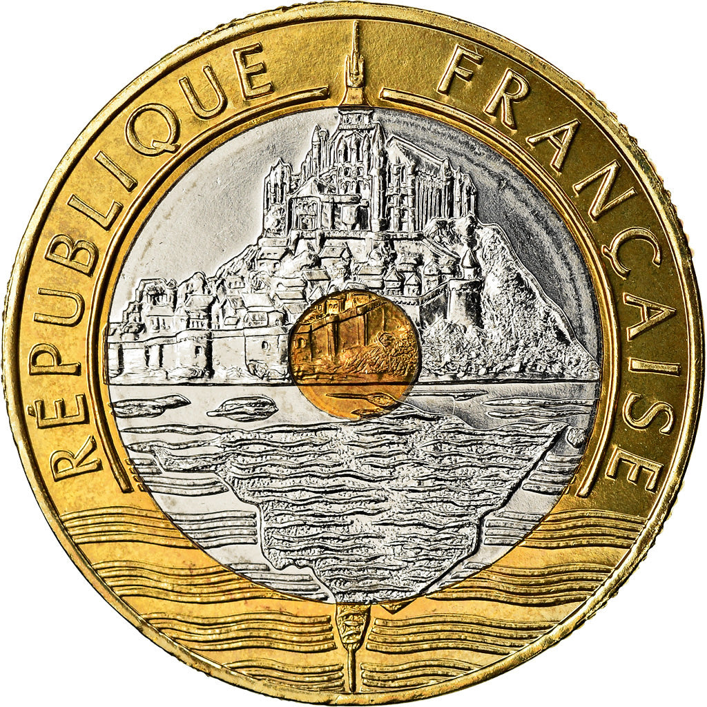 Monnaie, France, Mont Saint Michel, 20 Francs, 1995, BU, FDC, Tri-Metallic