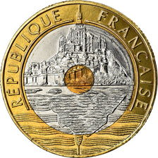 Monnaie, France, Mont Saint Michel, 20 Francs, 1995, BU, FDC, Tri-Metallic