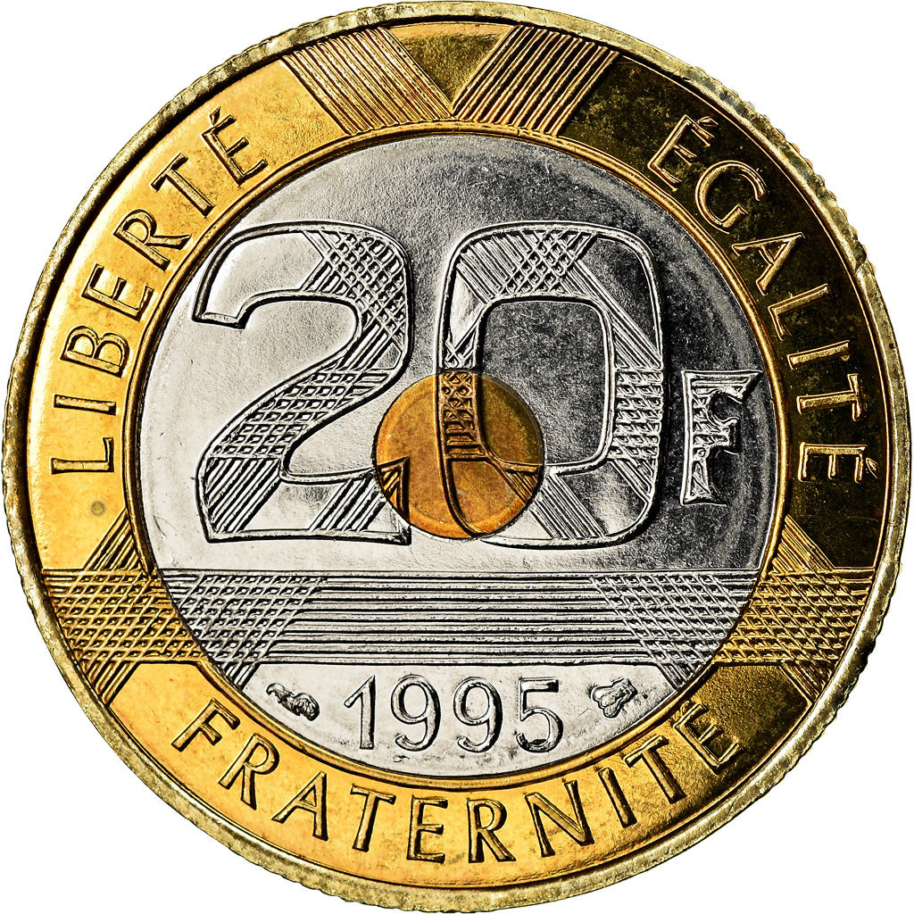 Monnaie, France, Mont Saint Michel, 20 Francs, 1995, BU, FDC, Tri-Metallic