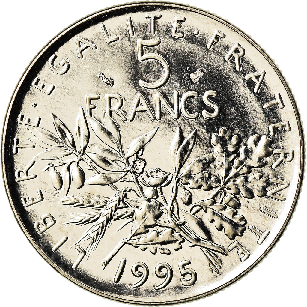 Moneta, Francia, Semeuse, 5 Francs, 1995, Paris, BU, FDC, Nichel placcato