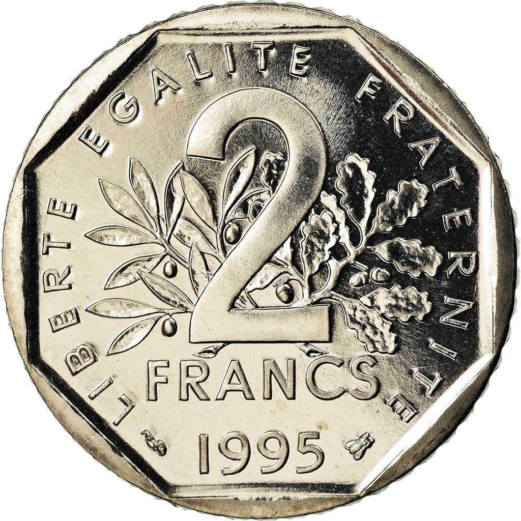 Coin, France, Semeuse, 2 Francs, 1995, BU, MS(65-70), Nickel, KM:942.1