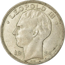 Coin, Belgium, 20 Francs, 20 Frank, 1934, EF(40-45), Silver, KM:105