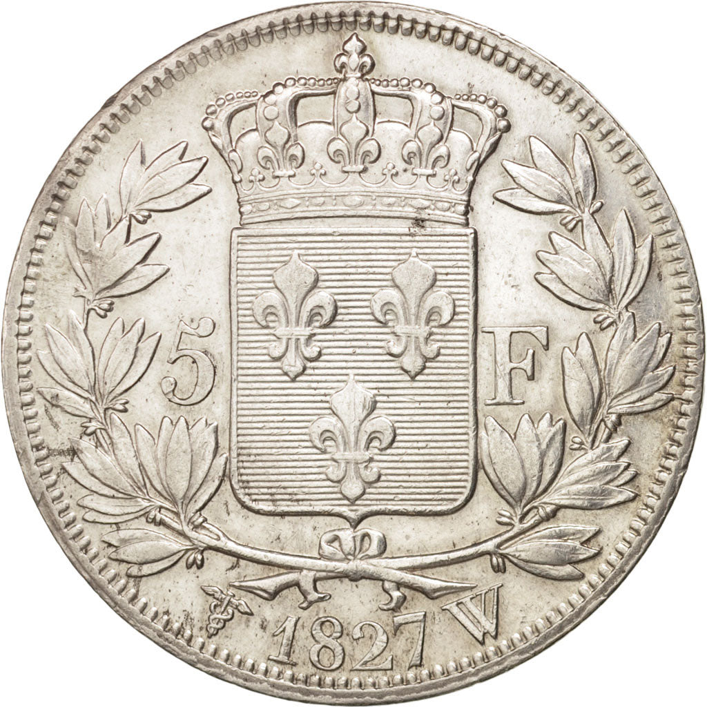 France, Charles X, 5 Francs, 1827, Lille, TTB+, Argent, KM:728.13, Gadoury:644