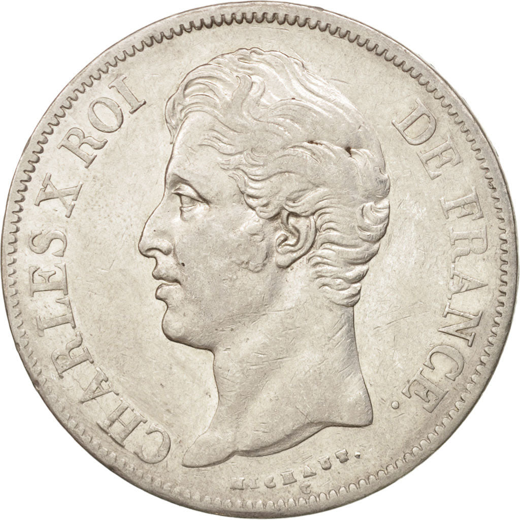 Munten, Frankrijk, Charles X, 5 Francs, 1827, Lille, ZF, Zilver, KM:728.13