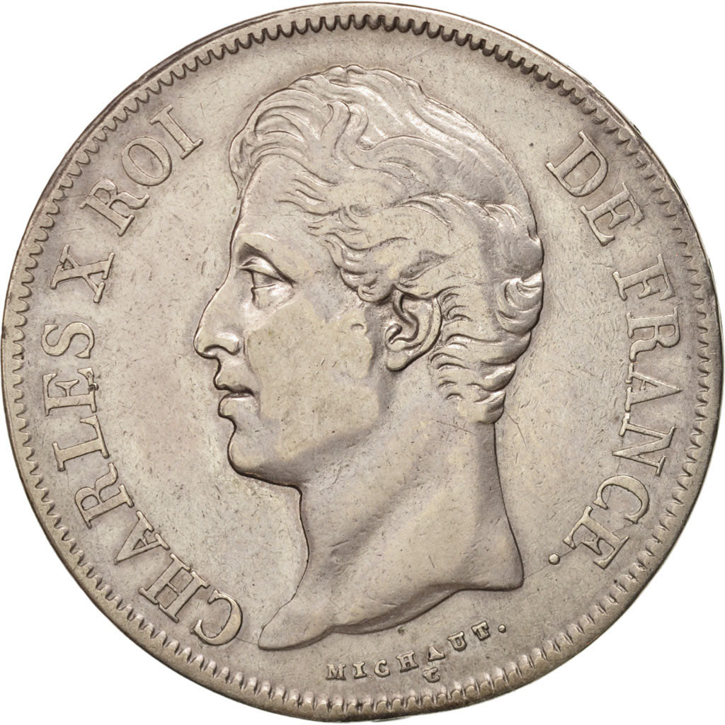 France, Charles X, 5 Francs, 1827, Lille,VF(30-35),Silver,KM:728.13,Gadoury 644