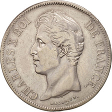 France, Charles X, 5 Francs, 1827, Lille,VF(30-35),Silver,KM:728.13,Gadoury 644