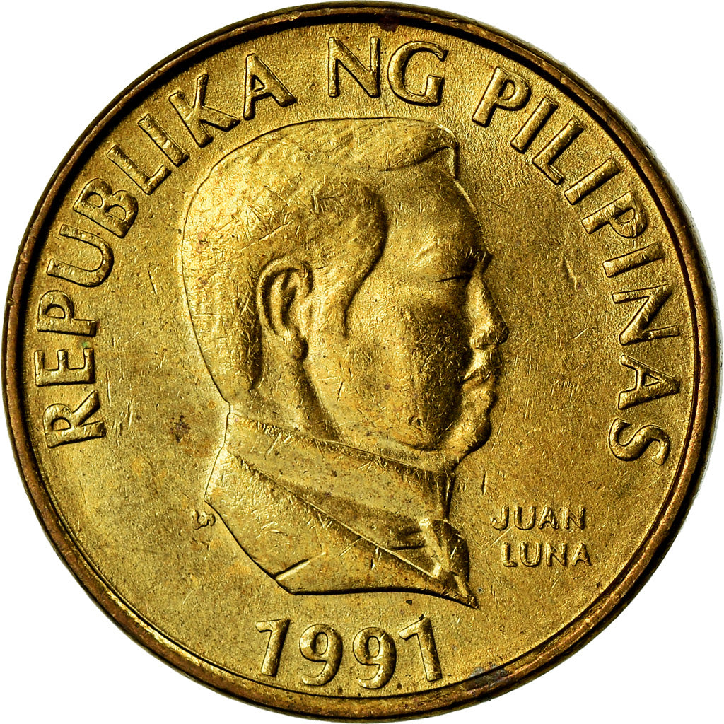 Coin, Philippines, 25 Sentimos, 1991, EF(40-45), Brass, KM:241.2