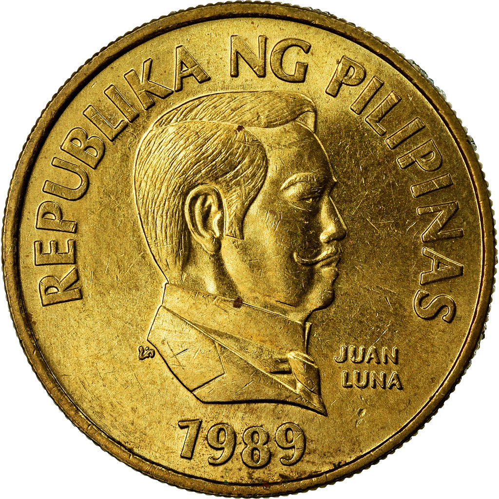 Coin, Philippines, 25 Sentimos, 1989, EF(40-45), Brass, KM:241.1