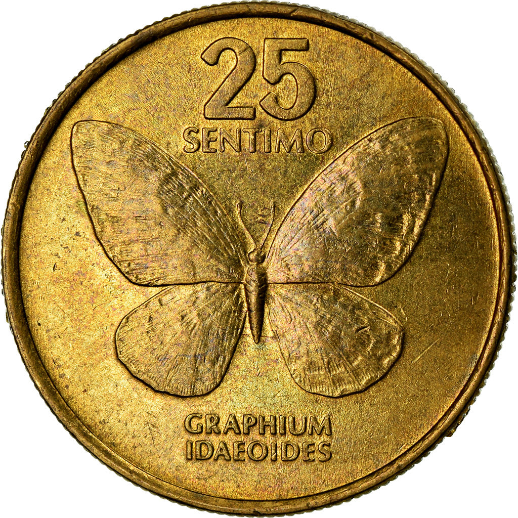 Coin, Philippines, 25 Sentimos, 1990, EF(40-45), Brass, KM:241.1