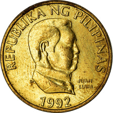 Coin, Philippines, 25 Sentimos, 1992, EF(40-45), Brass, KM:241.2